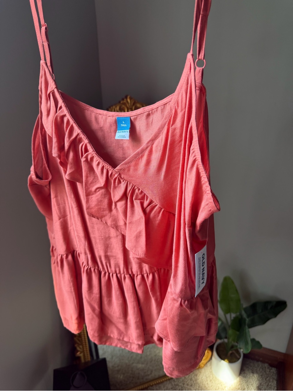Old Navy Coral Ruffle Peplum Camisole